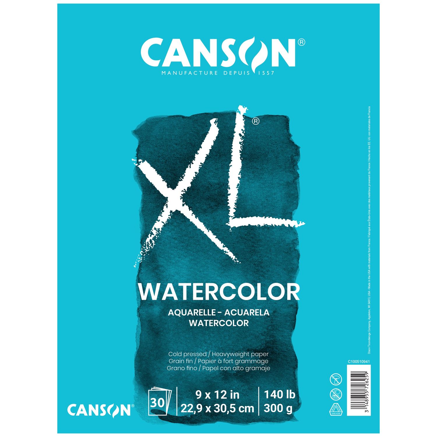 Canson XL Watercolour Pad, Size: 9 x 12"