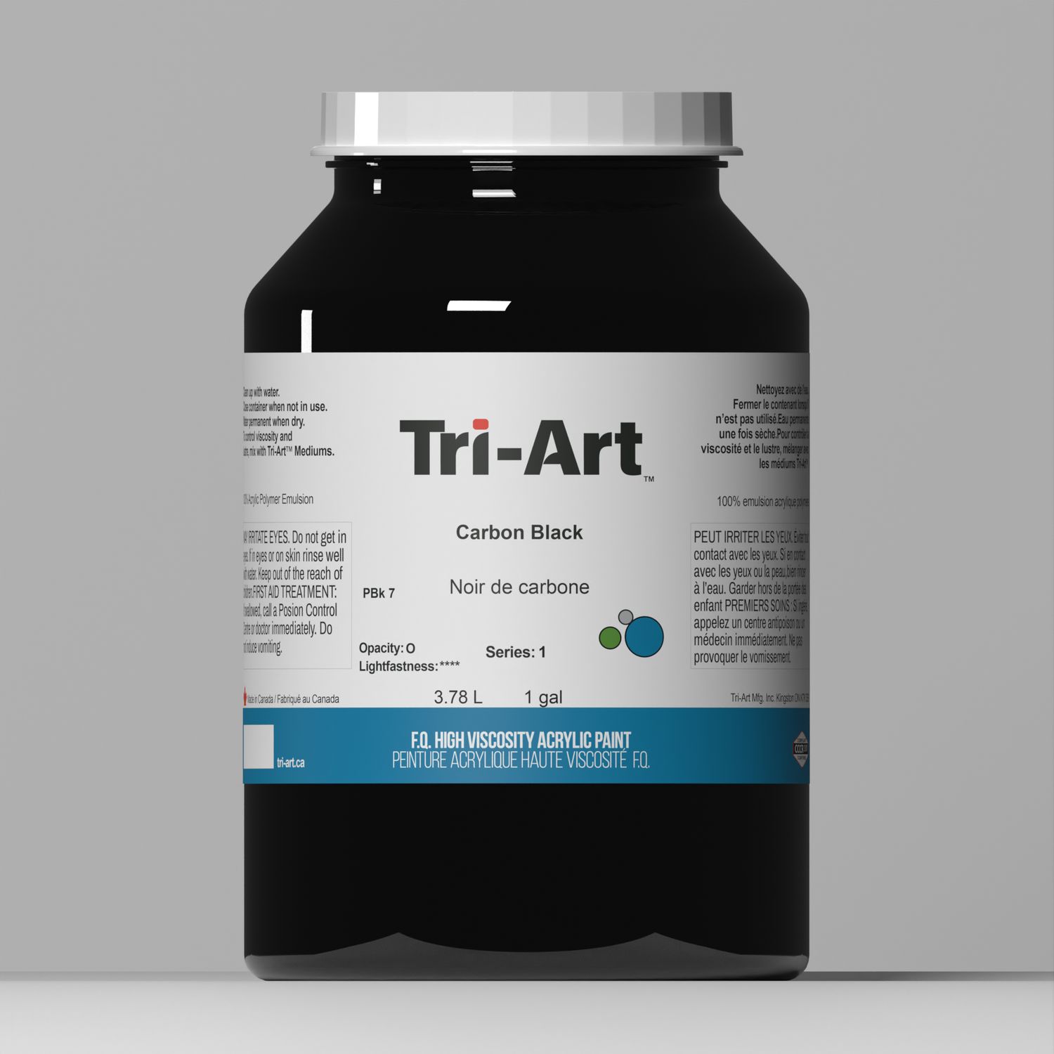 Tri-Art High Viscosity Acrylic - 3.78L, COlour: Carbon Black (S1)
