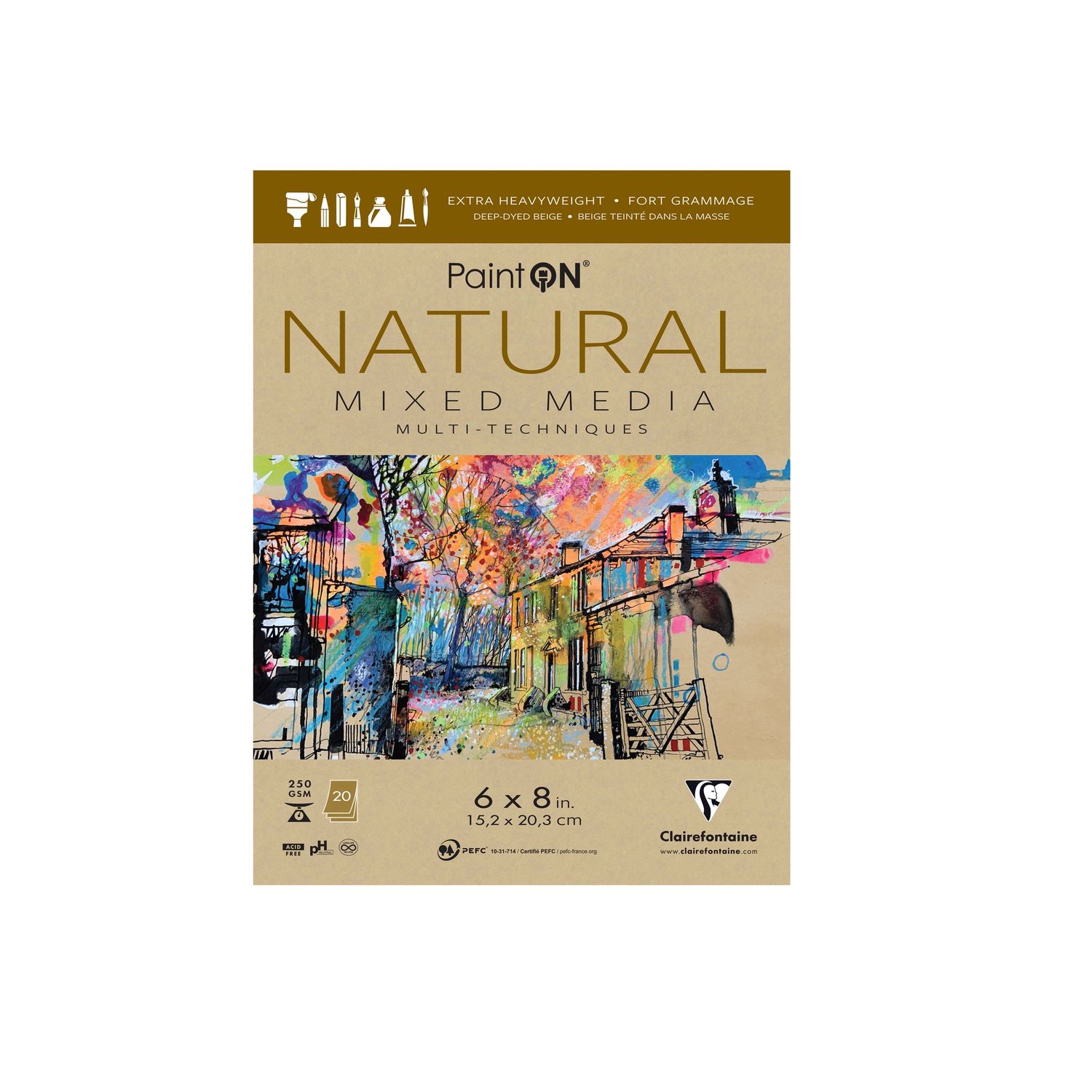 Clairefontaine PaintON Mixed Media Pad, COlour: Natural, Size: 6 x 8"