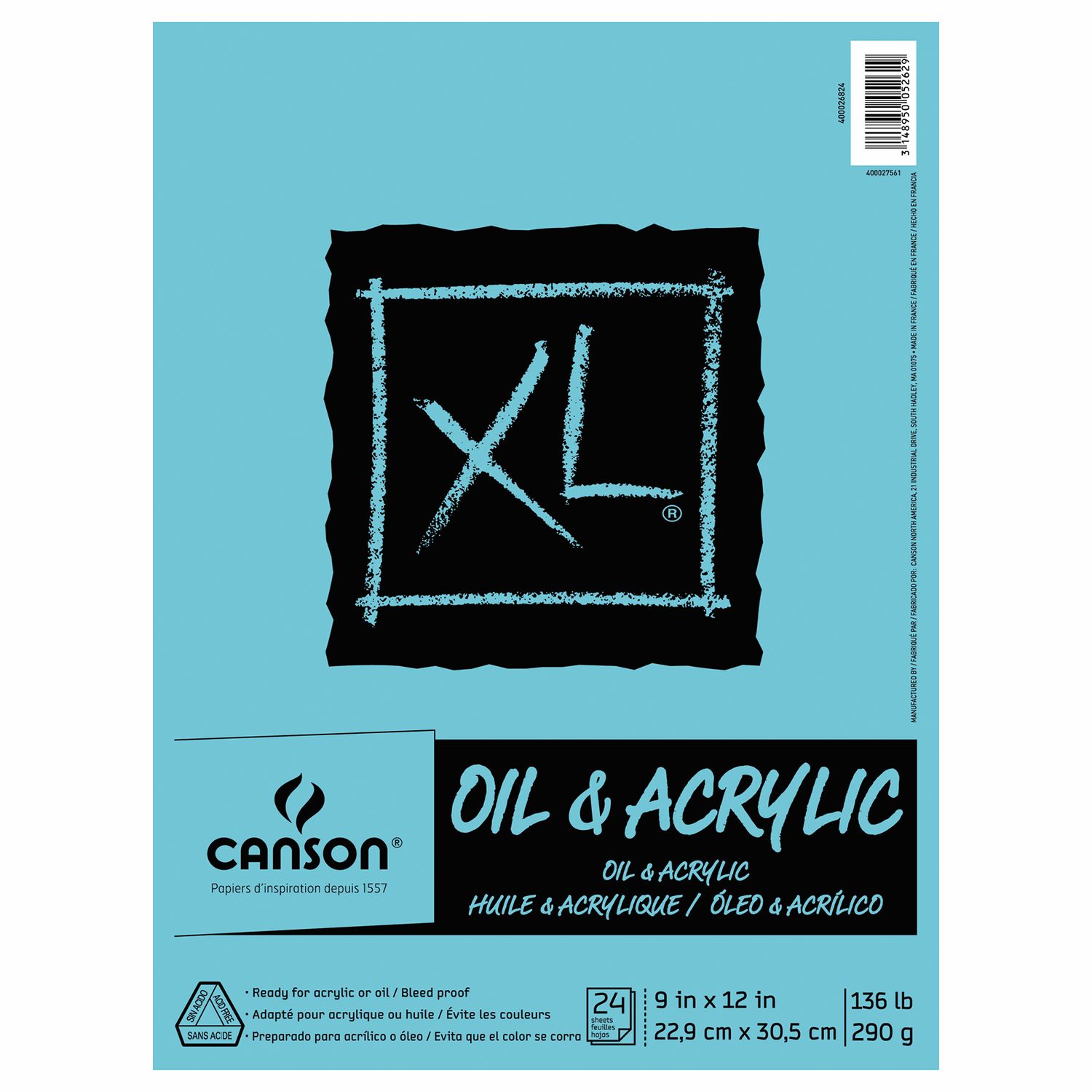 Canson XL Oil &amp; Acrylic Canvas Pad, Size: 9 x 12"