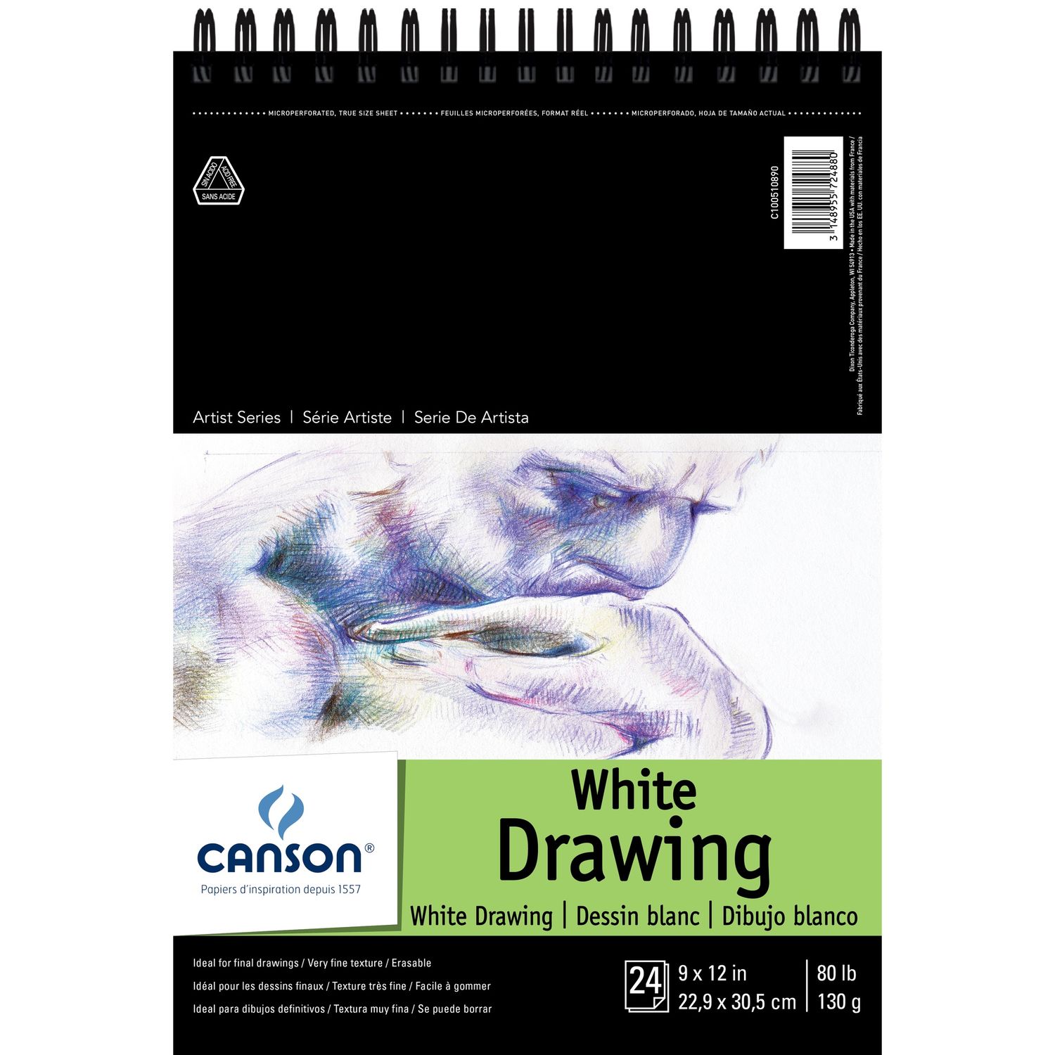 Canson Pure White Drawing Pad, Size: 9 x 12"