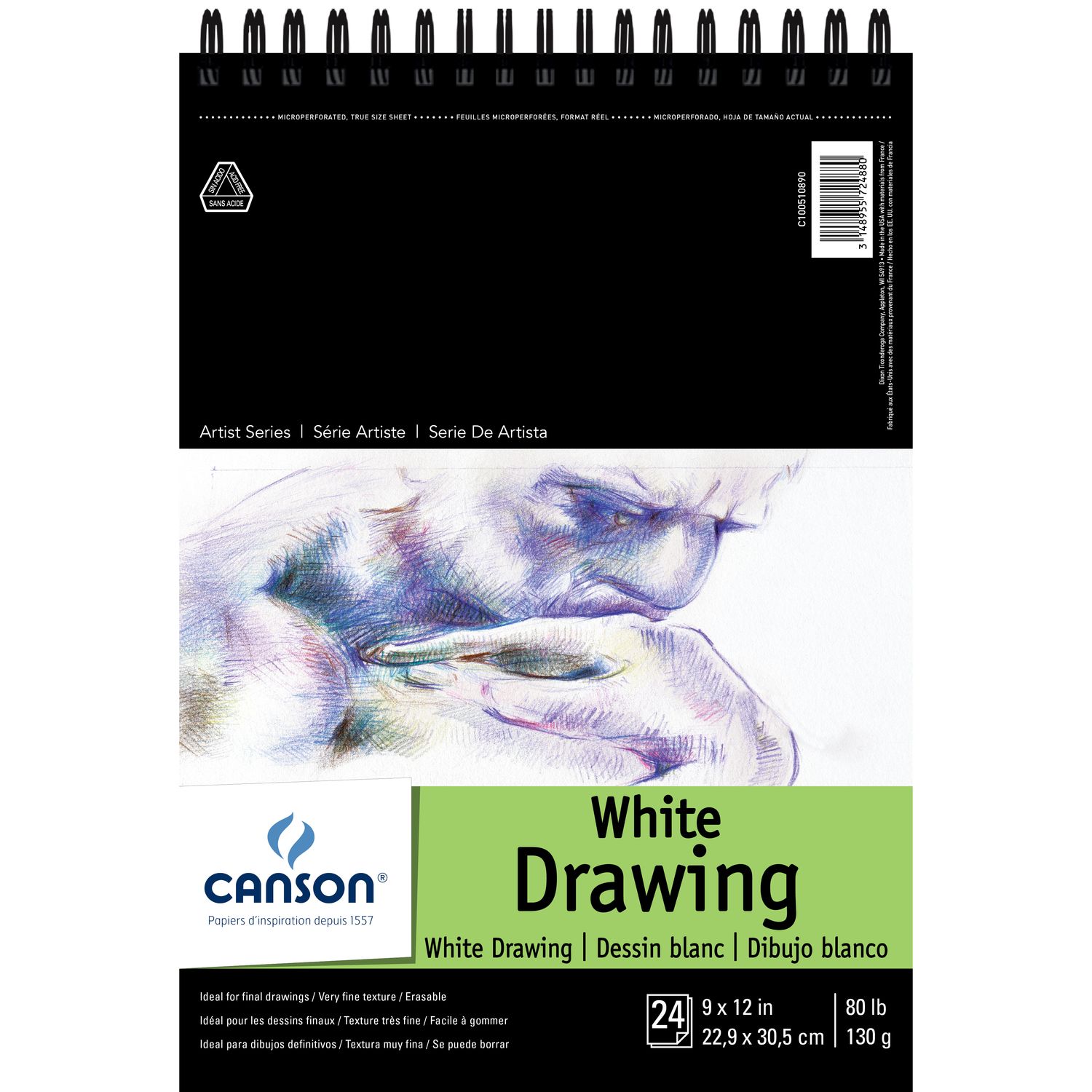 Canson Pure White Drawing Pad, Size: 9 x 12"