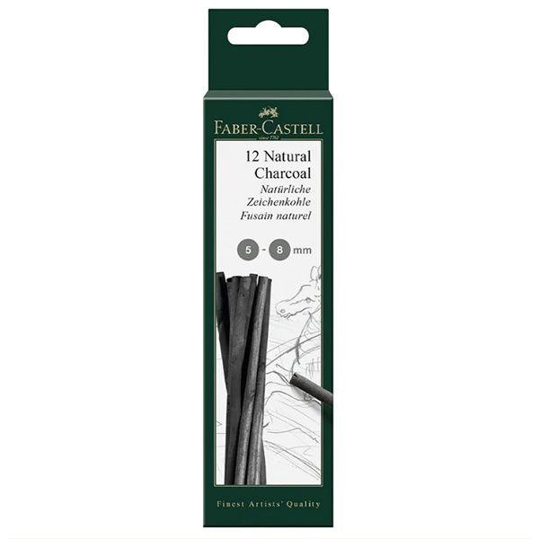 Faber-Castell Natural Charcoal Sticks, Type: Set of 12 (5-8mm)