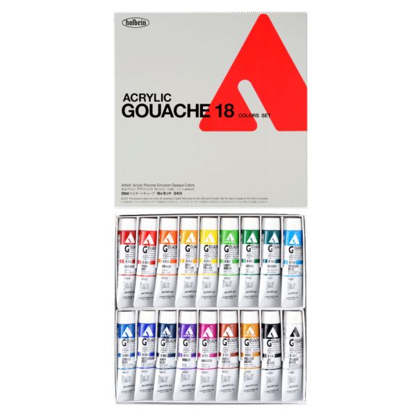 Holbein Acrylic Gouache Set - 20ml x 18 tubes