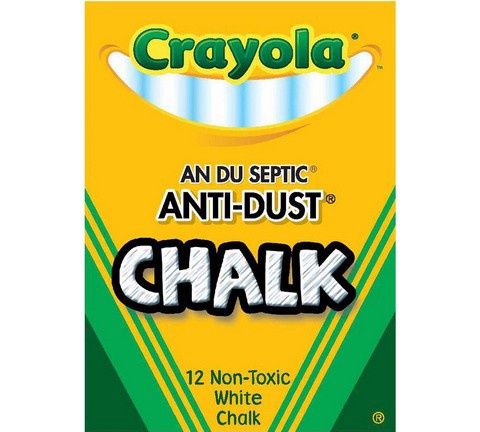 Crayola Chalk, box of 12, COlour: White, Antidust