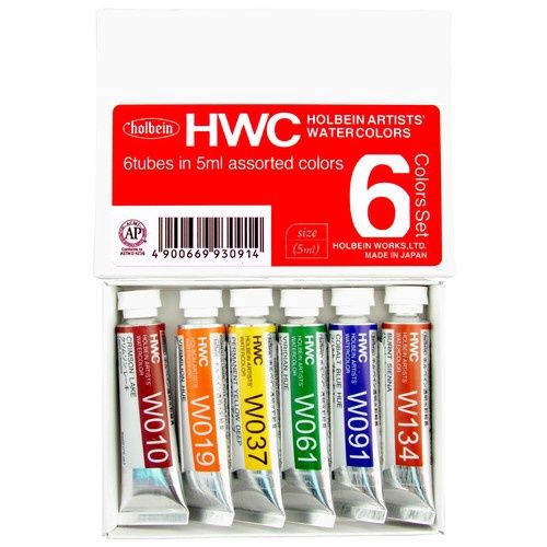 Holbein Artists' Watercolour 5ml Sets, Type: Set of 6