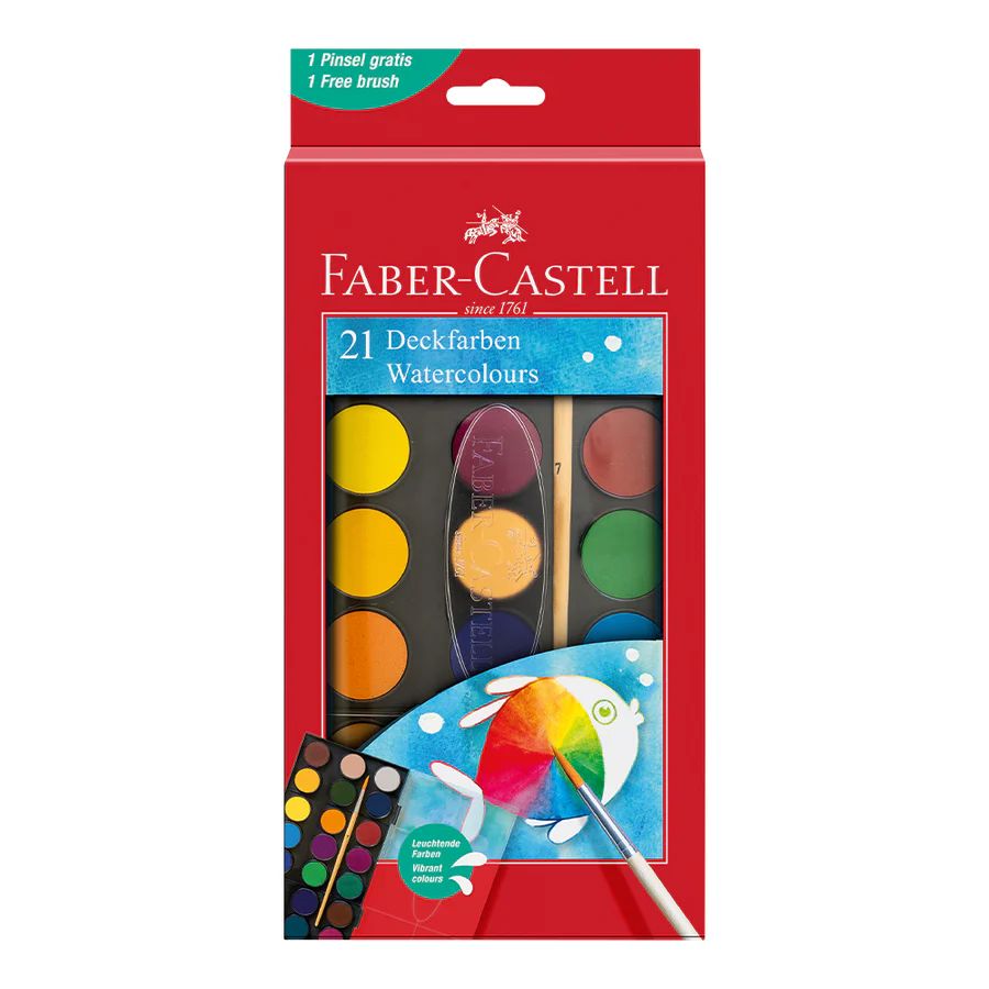 Faber-Castell Watercolour Paint Box w/ Brush 21 Colour