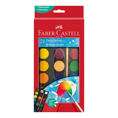 Faber-Castell Watercolour Paint Box w/ Brush 21 Colour