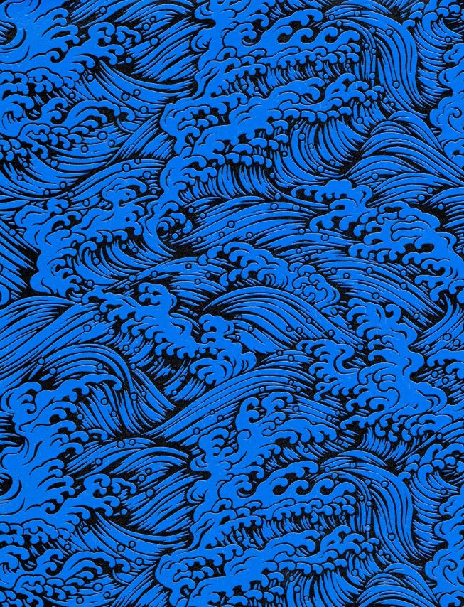 Lacquered Yuzen Paper Sheet - Konami Blue
