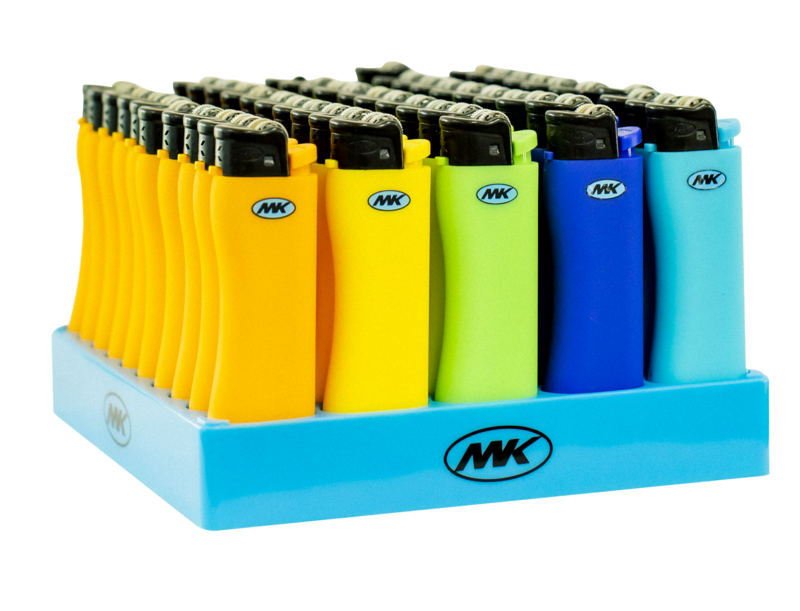 MK LIGHTER 1 CT GRIP COLOR REFILLABLE FLINT WITH SLIP