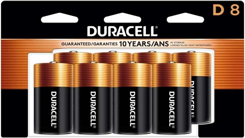 DURACELL BATTERIES D8 COPPERTOP