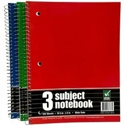 CHECK PLUS SPIRAL NOTEBOOK 120 SHEET 10.5 X 8 IN 3 SUBJECT