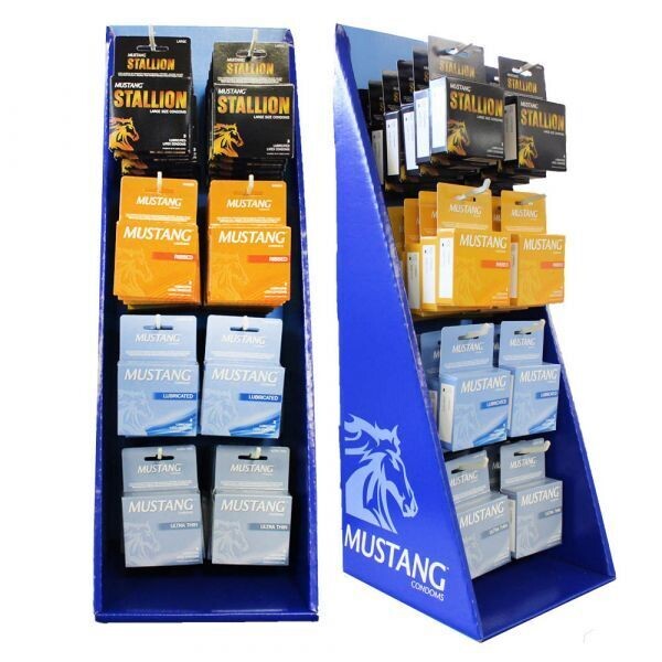 MUSTANG CONDOM DISPLAY 3 PK ASSORTED - 48 / Display