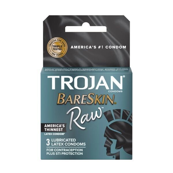 TROJAN CONDOM 3 CT BARE SKIN RAW
