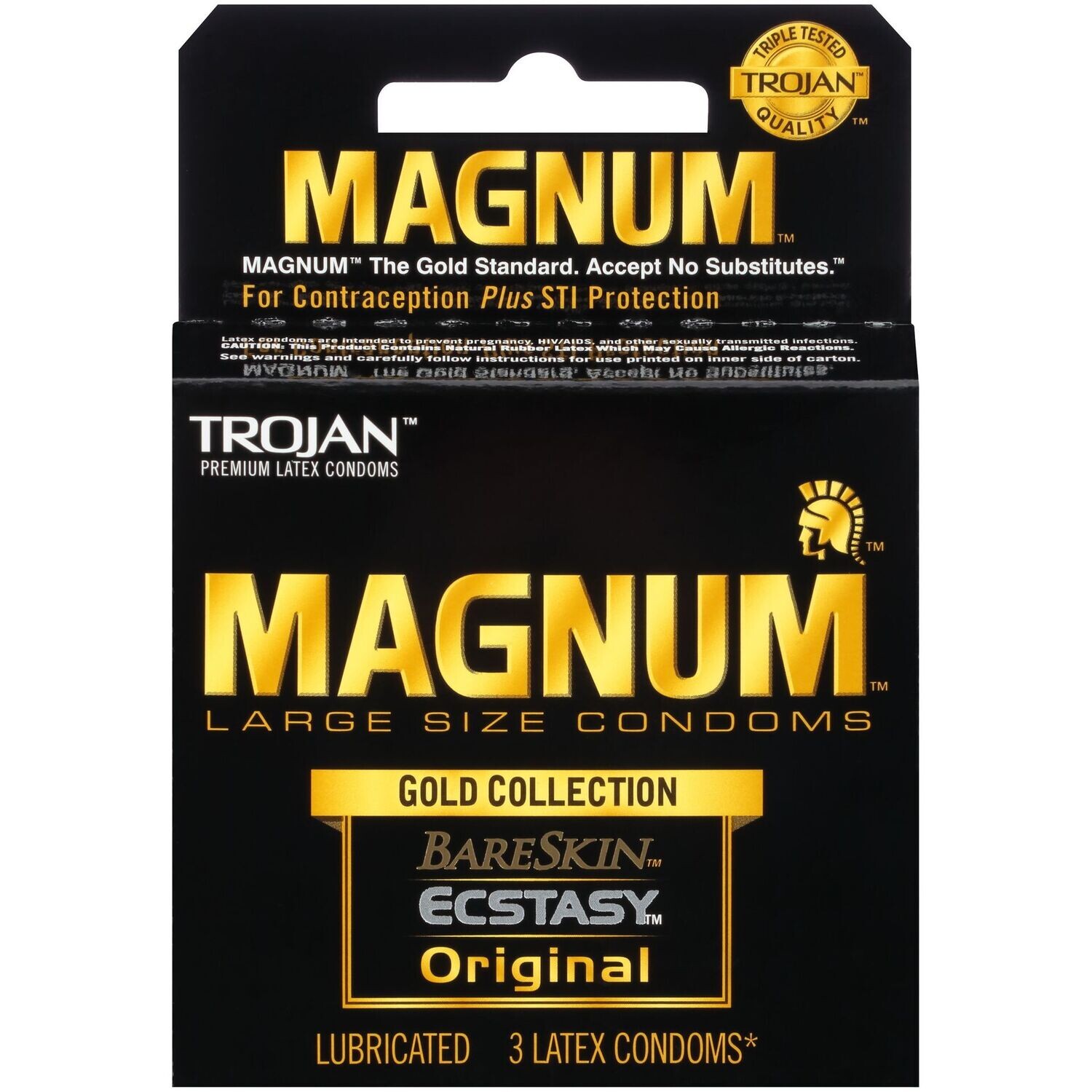 TROJAN CONDOM 3 CT MAGNUM GOLD COLLECTION