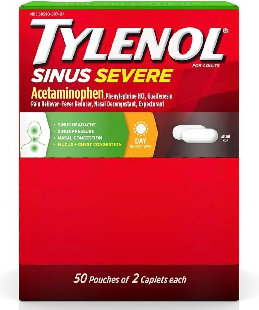 TYLENOL SINUS CAPLETS 50 CT BOX
