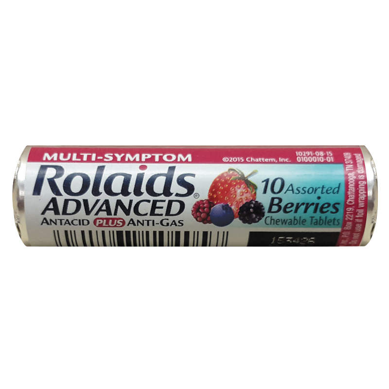 ROLAIDS ANTACID 10 CT ANTIGAS ADVANCED WILD BERRY