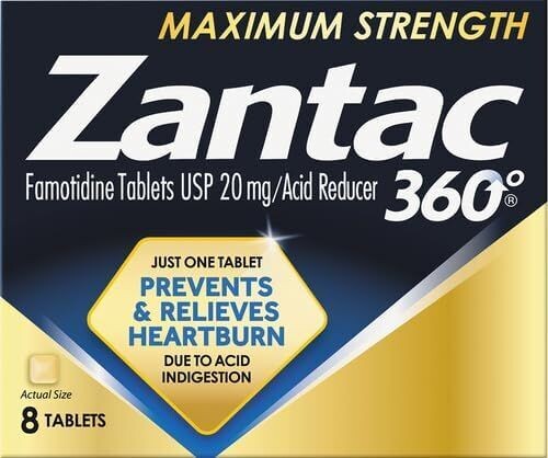 ZANTAC ANTI ACID 20 MG 8 CT 360 MAXIMUM STRENGTH