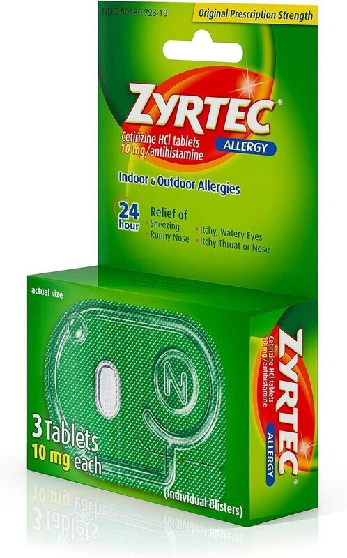 ZYRTEC ALLERGY RELIEF 3 CT 10 MG TABS