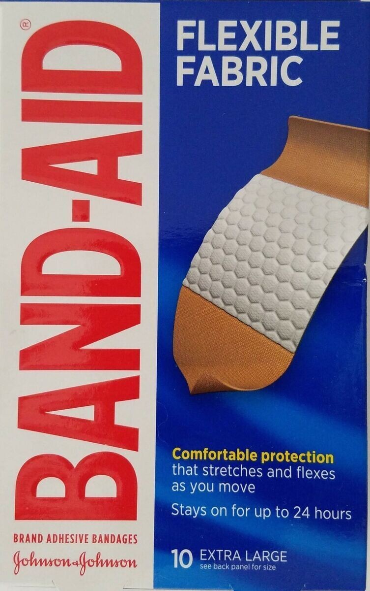 BAND-AID BANDAGE 10 CT FLEXIBLE FABRIC EXTRA LARGE