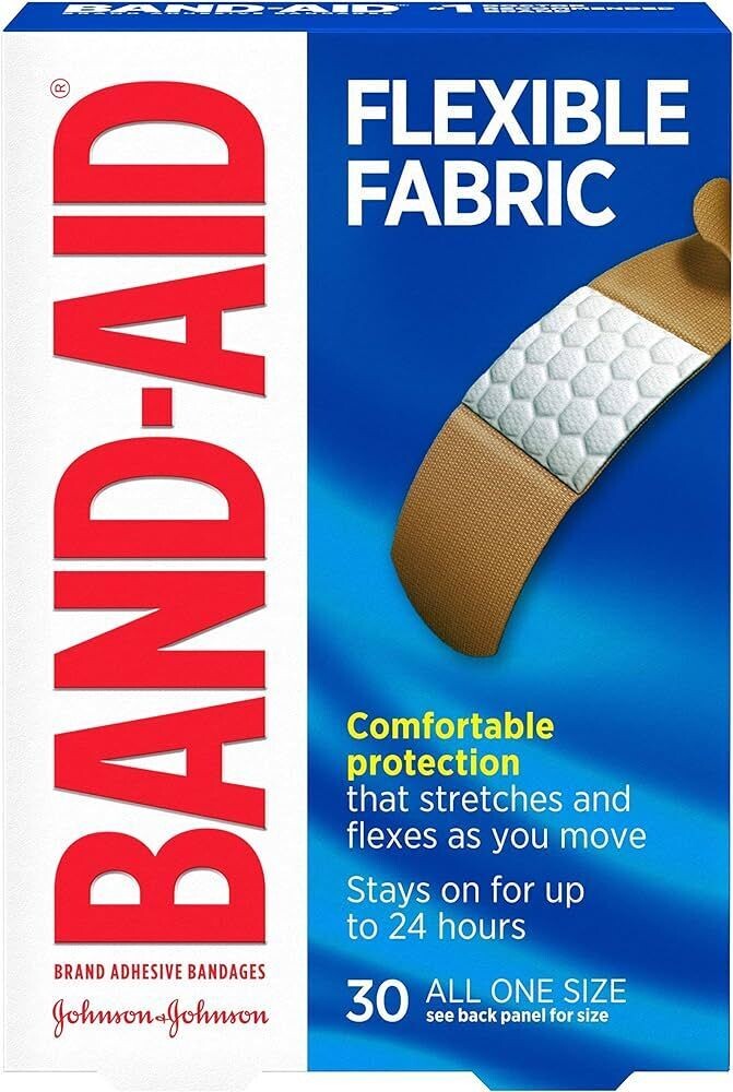 BAND-AID BANDAGE 30 CT FLEXIBLE FABRIC ALL ONE SIZE