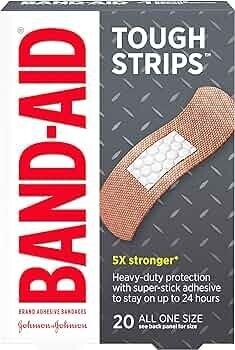 BAND-AID BANDAGE 20 CT TOUGH STRIP