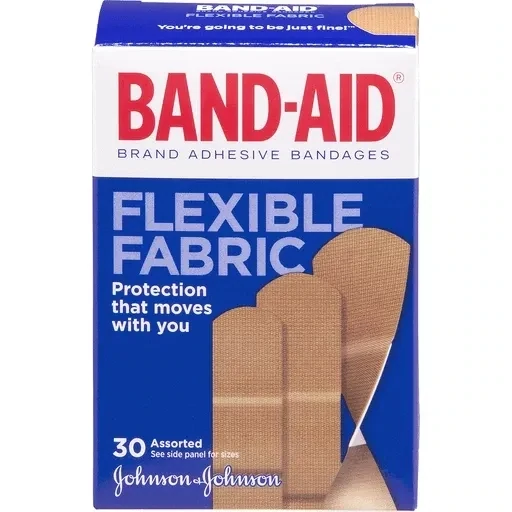 BAND-AID BANDAGE 30 CT FLEXIBLE FABRIC ASSORTED