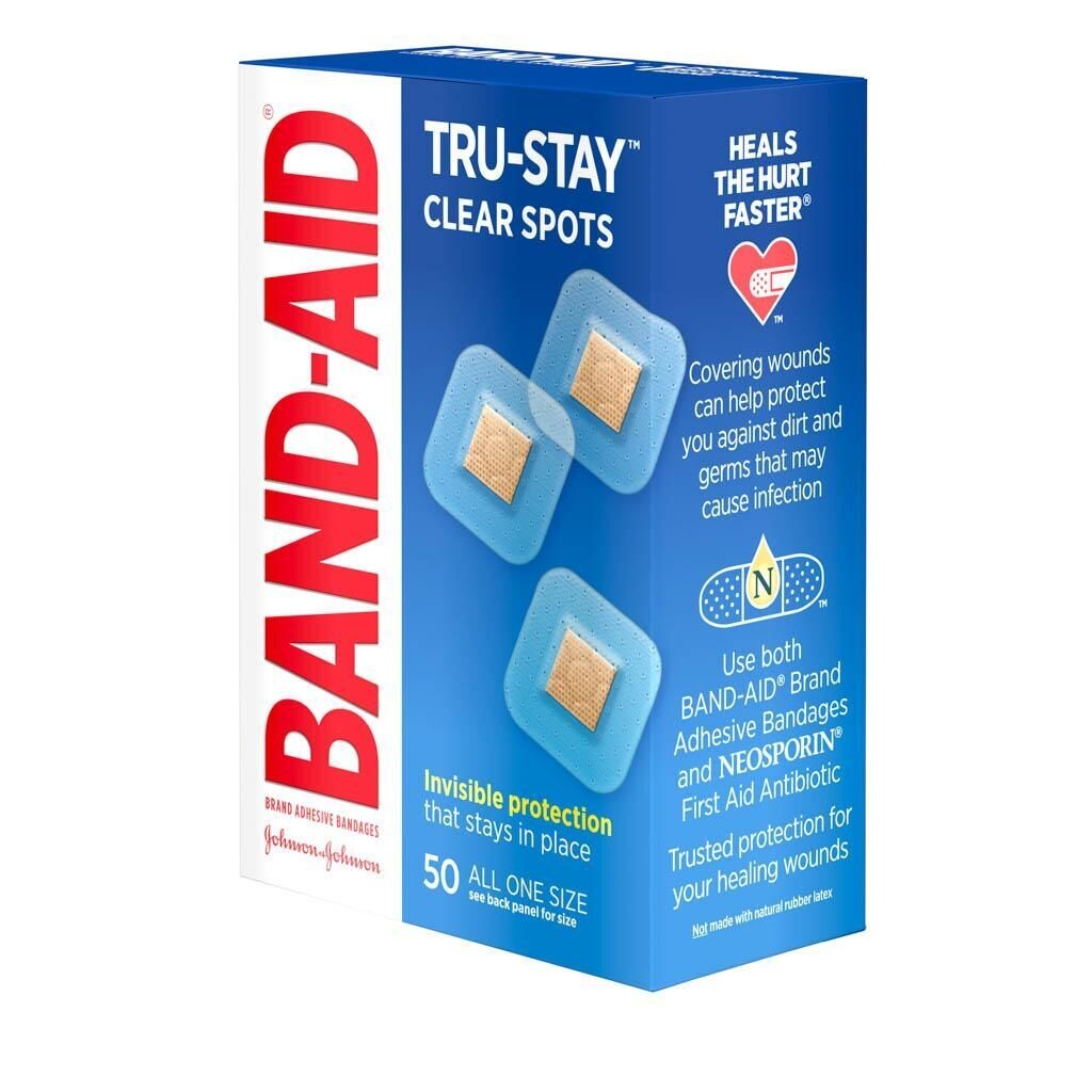 BAND-AID BANDAGE 50 CT CLEAR SPOTS