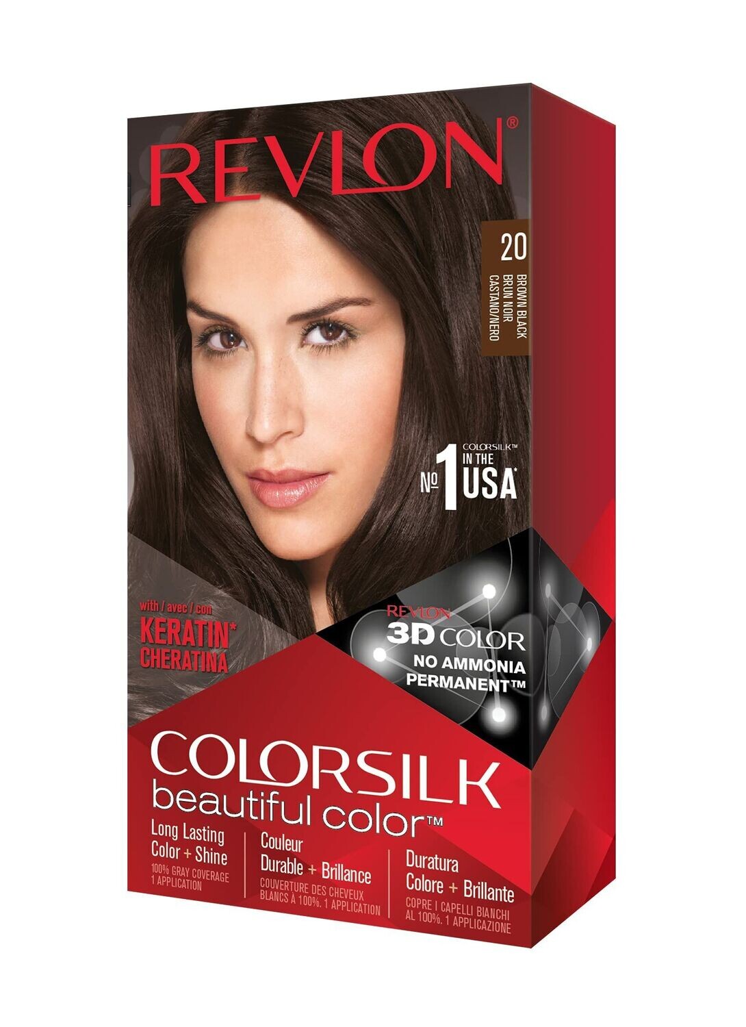 COLOR SILK HAIR COLOR 1 PK # 20 BRWN BLACK