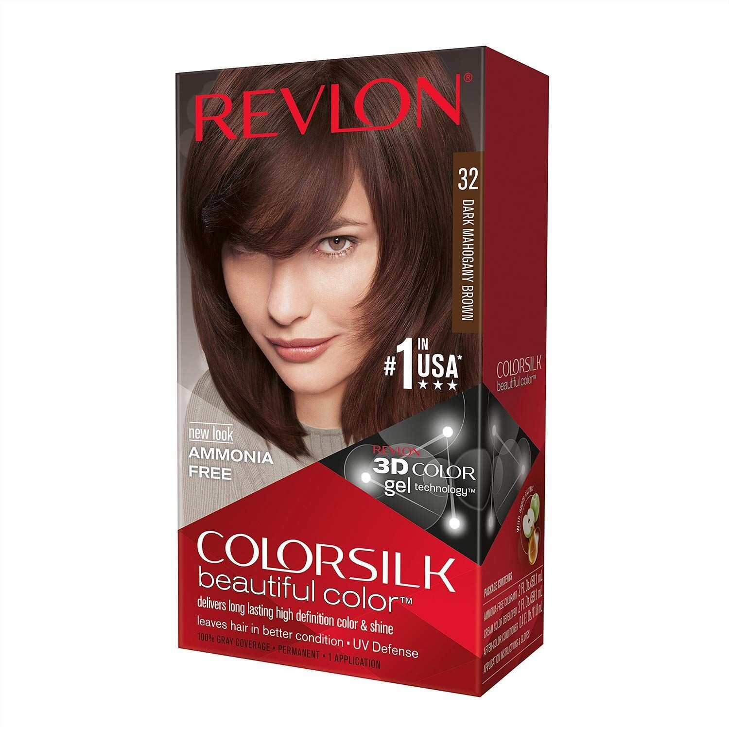 COLOR SILK HAIR COLOR 1 PK # 32 DARK MAHOGANY BROWN