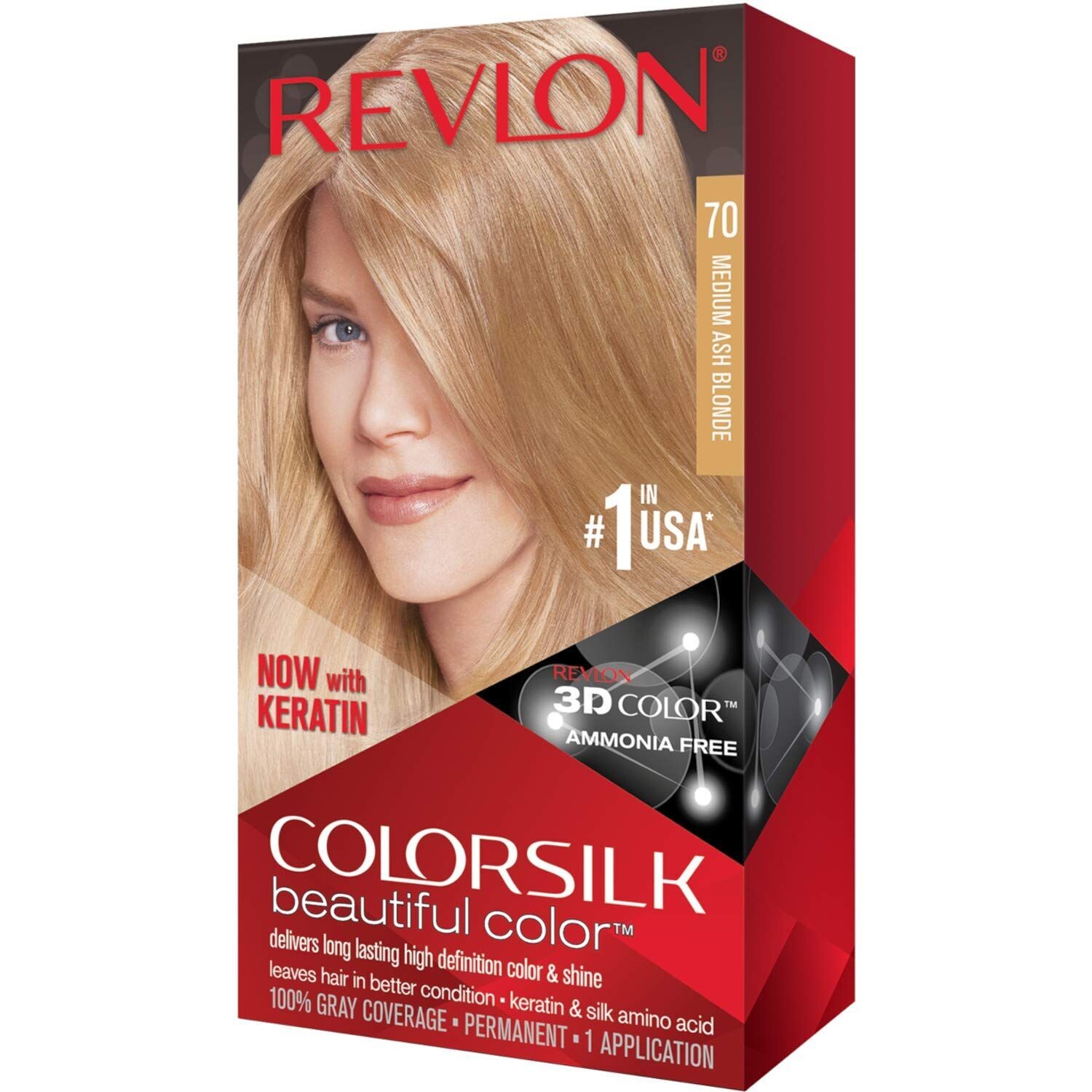 COLOR SILK HAIR COLOR 1 PK # 70 MEDIUM ASH BLONDE