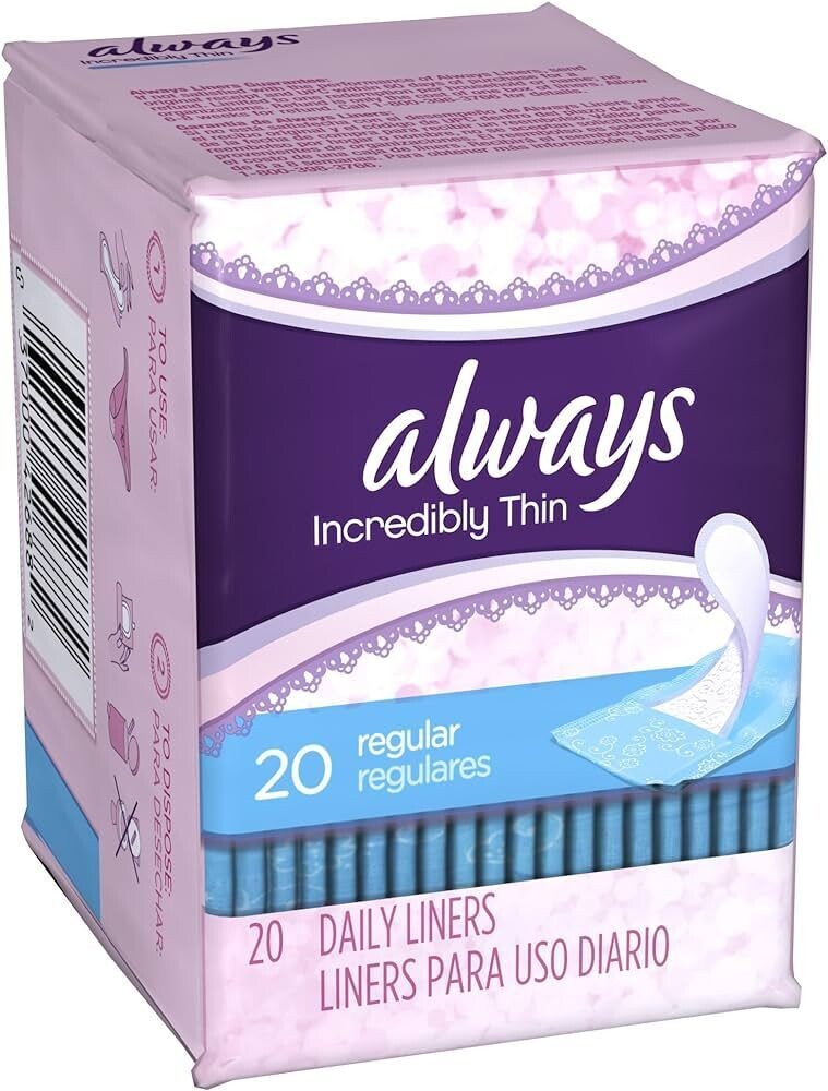 ALWAYS PANTY LINER 20 CT REG UNSCENTED