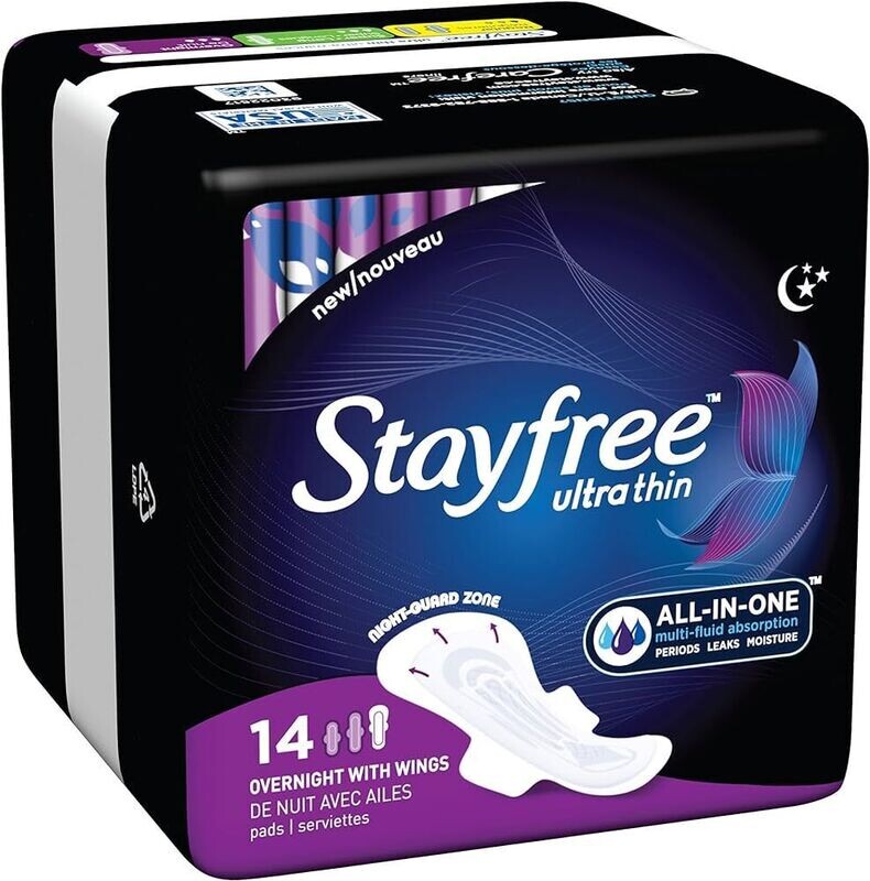 STAYFREE PADS 14 CT ULTRA THIN OVERNIGHT WITH WINGS