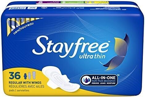 STAYFREE PADS 36 CT ULTRA THIN REGULAR WITH WINGS
