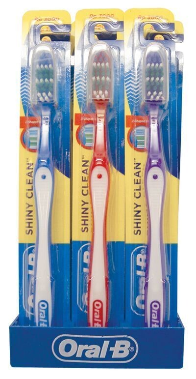 ORAL-B TOOTHBRUSH 1 PK SHINY CLEAN SOFT WITH CAP