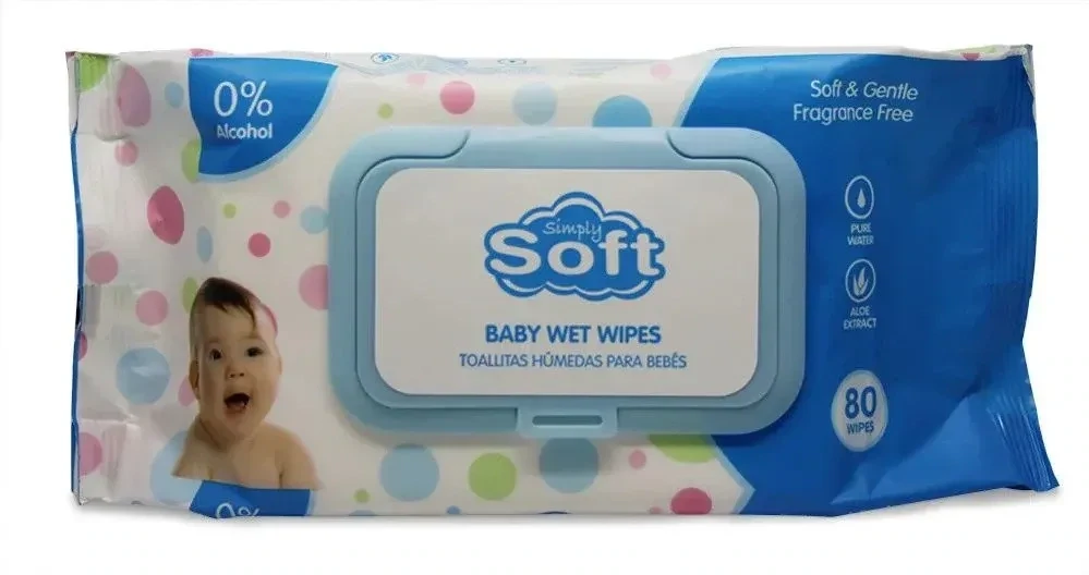 SIMPLY SOFT BABY WIPES 80 CT BLUE WITH LID