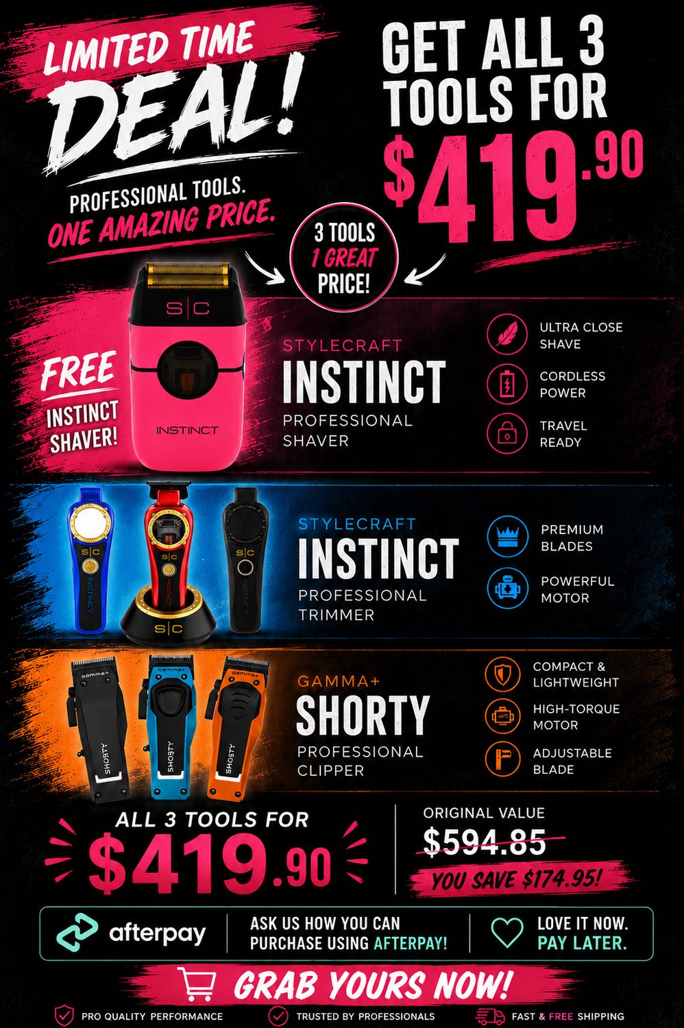 GAMMA Shorty SC Instinct Trimmer &amp; Instinct Shaver Deal