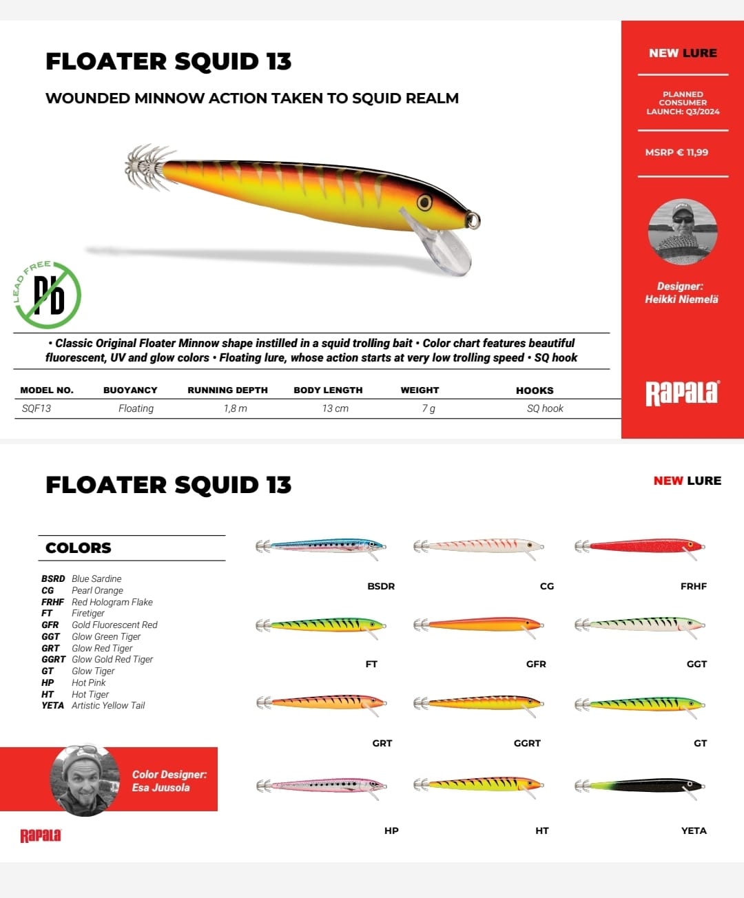 Rapala Floater Squid 13 - NOVITA' 2024  !
