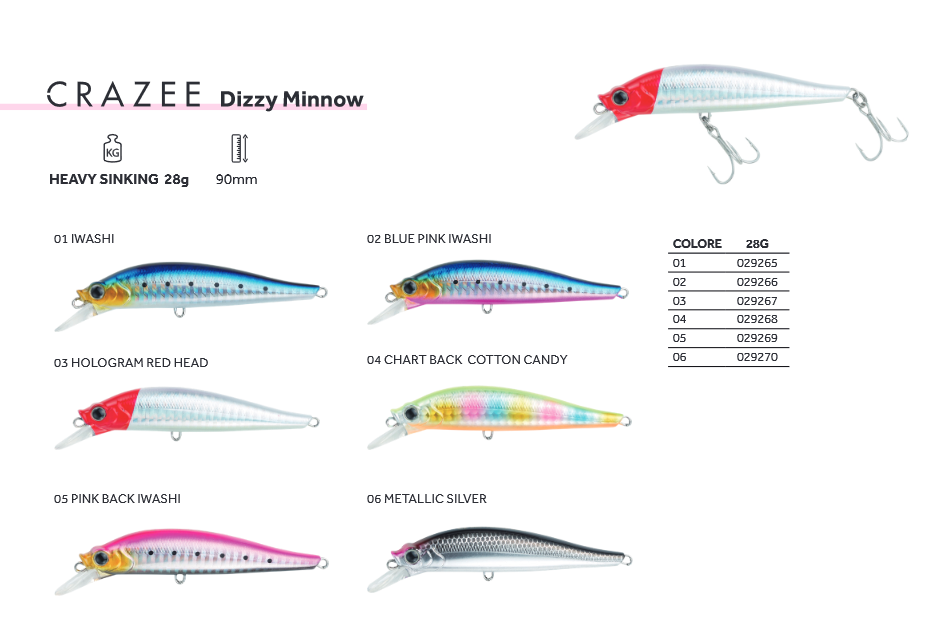 Crazee Dizzy Minnow  90HS - 90mm - 28gr - (Sinking)