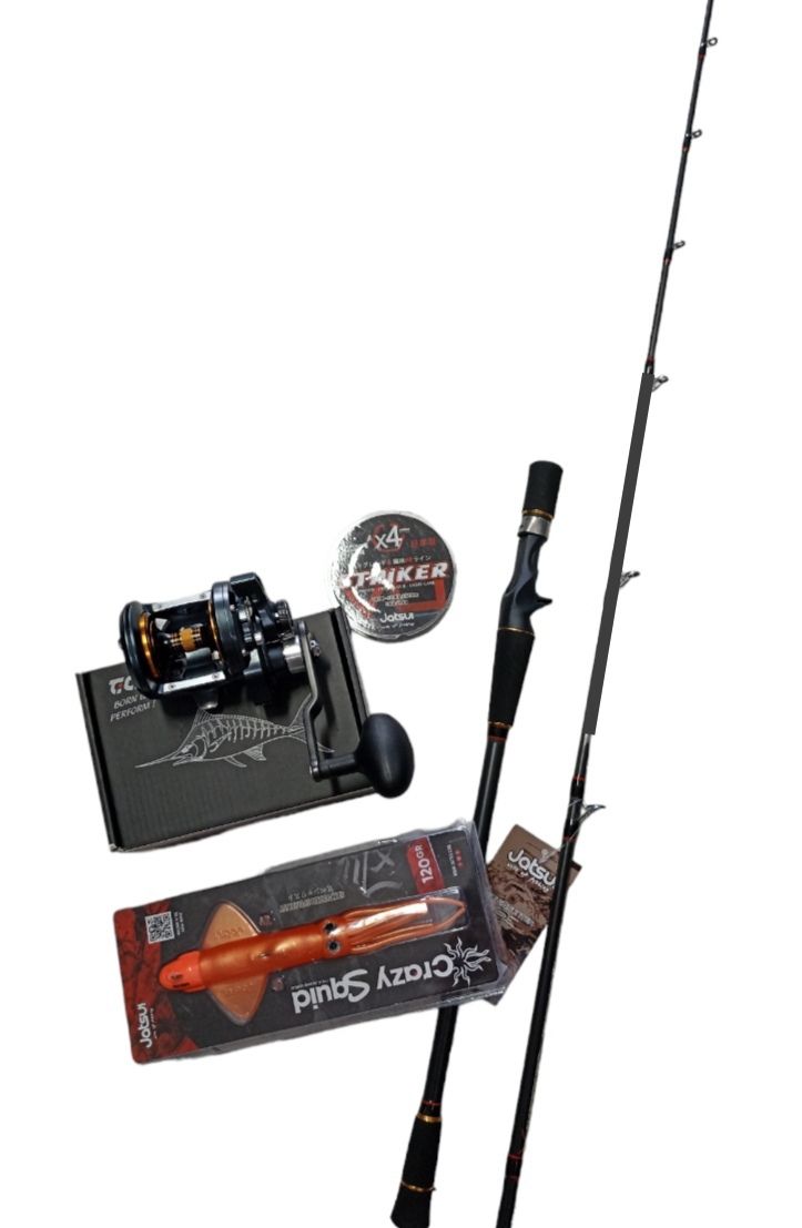 Combo Jigging 2: Jatsui Intrepid Jigger  +Tica OX Jigger XJ5HL + Trecciato Striker x4 300 mt + Crazy Squid