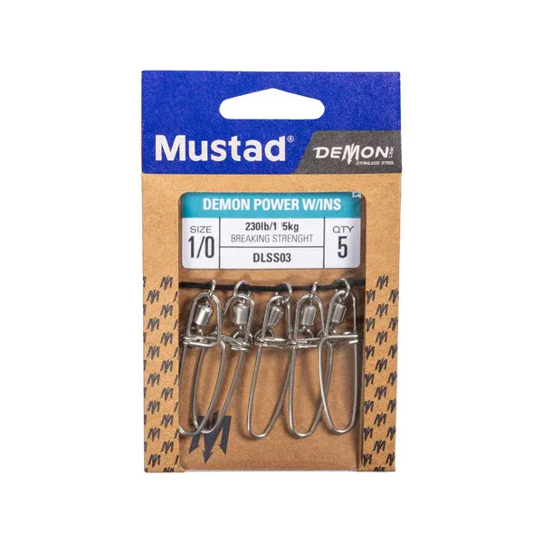Mustad Stainless Steel Rolling Swivel with Insurance Snap