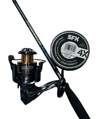 Combo Eging 1: Canna Jatsui Intrepid Egi 8' #2.2-3.5 + Mulinello Wax Intrepid 3000 + SFX 4X 0,12