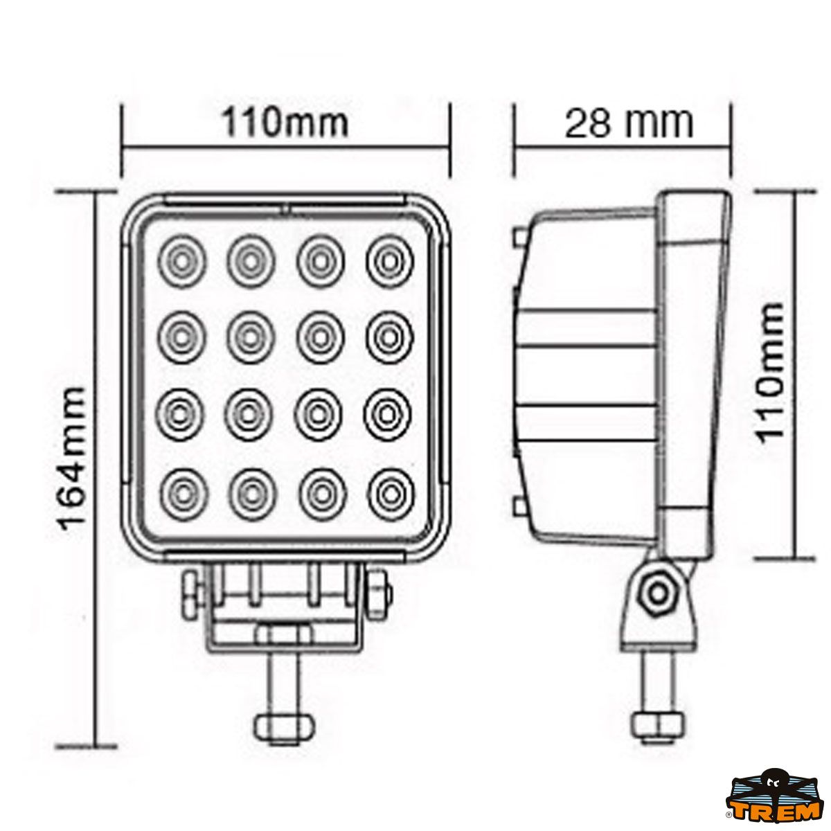 Faro impermeabile a 16 led x 3W