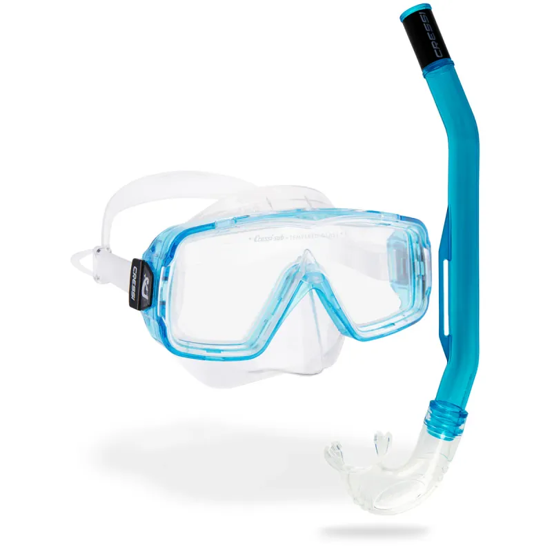 Combo Cressi Sirena + Island 2.0 Trasparente/Acquamarina
