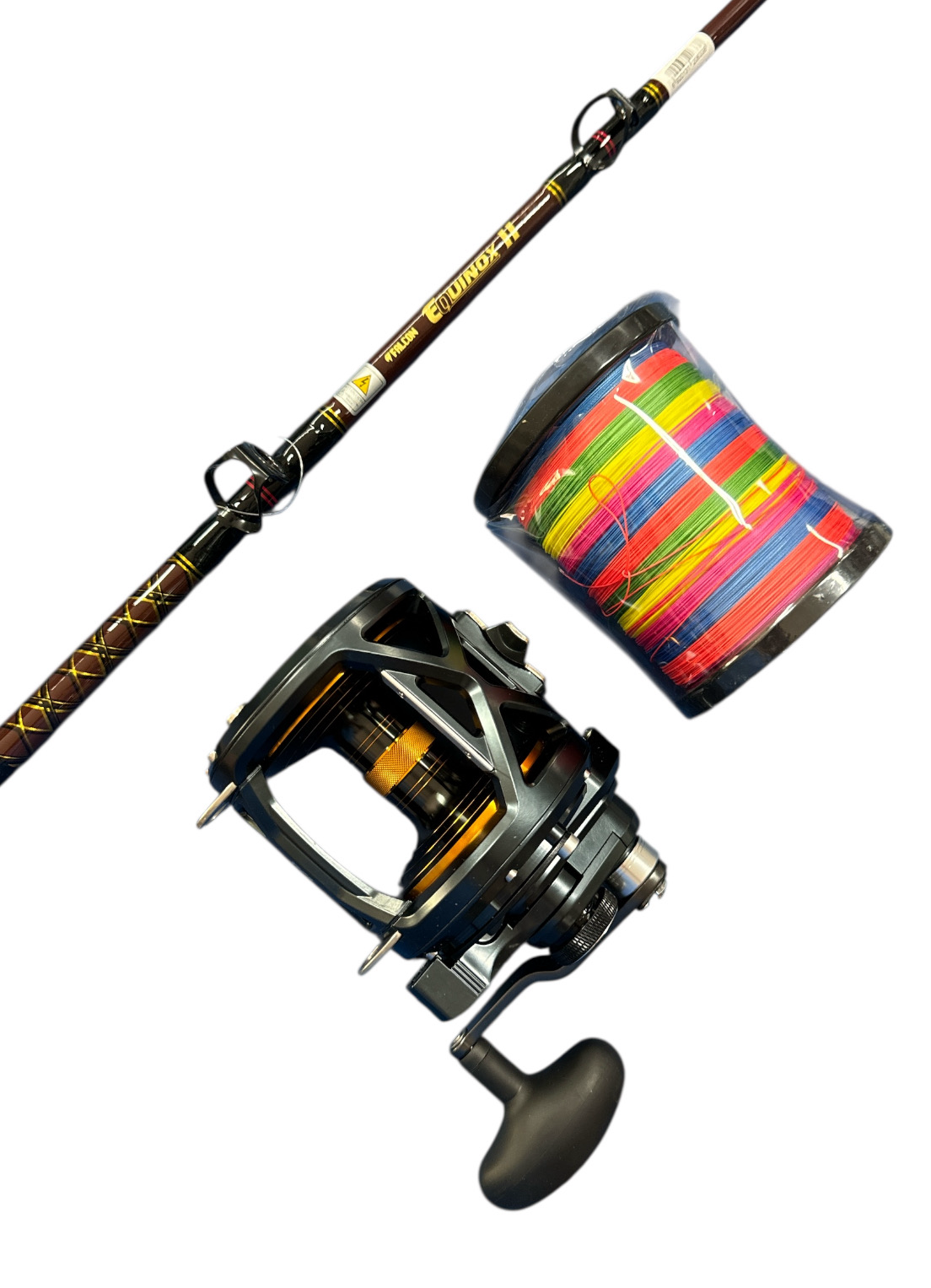 Combo Big-Game 2: Falcon Equinox 30-50lb + Tica Oxean II 30 + Track X8 1000mt  Multicolor 120lb