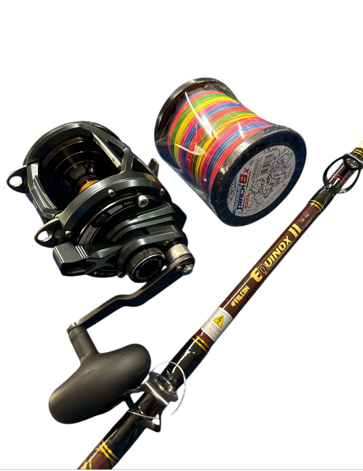 Combo Big-Game 2: Falcon Equinox 30-50lb + Tica Oxean II 30 + Track X8 1000mt  Multicolor 120lb