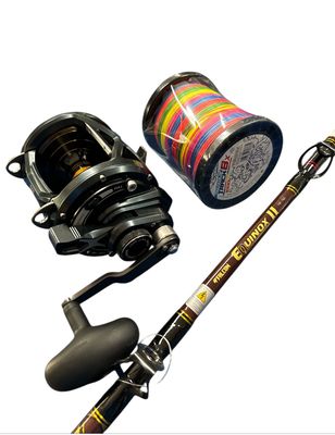 Combo Big-Game 2: Falcon Equinox 30-50lb + Tica Oxean II 30 + Track 1000mt  Multicolor 120lb
