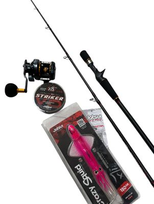 Combo Jigging 2: Jatsui Intrepid Jigger  +Tica OX Jigger XJ5HL + Trecciato Striker x8 300 mt + Crazy Squid