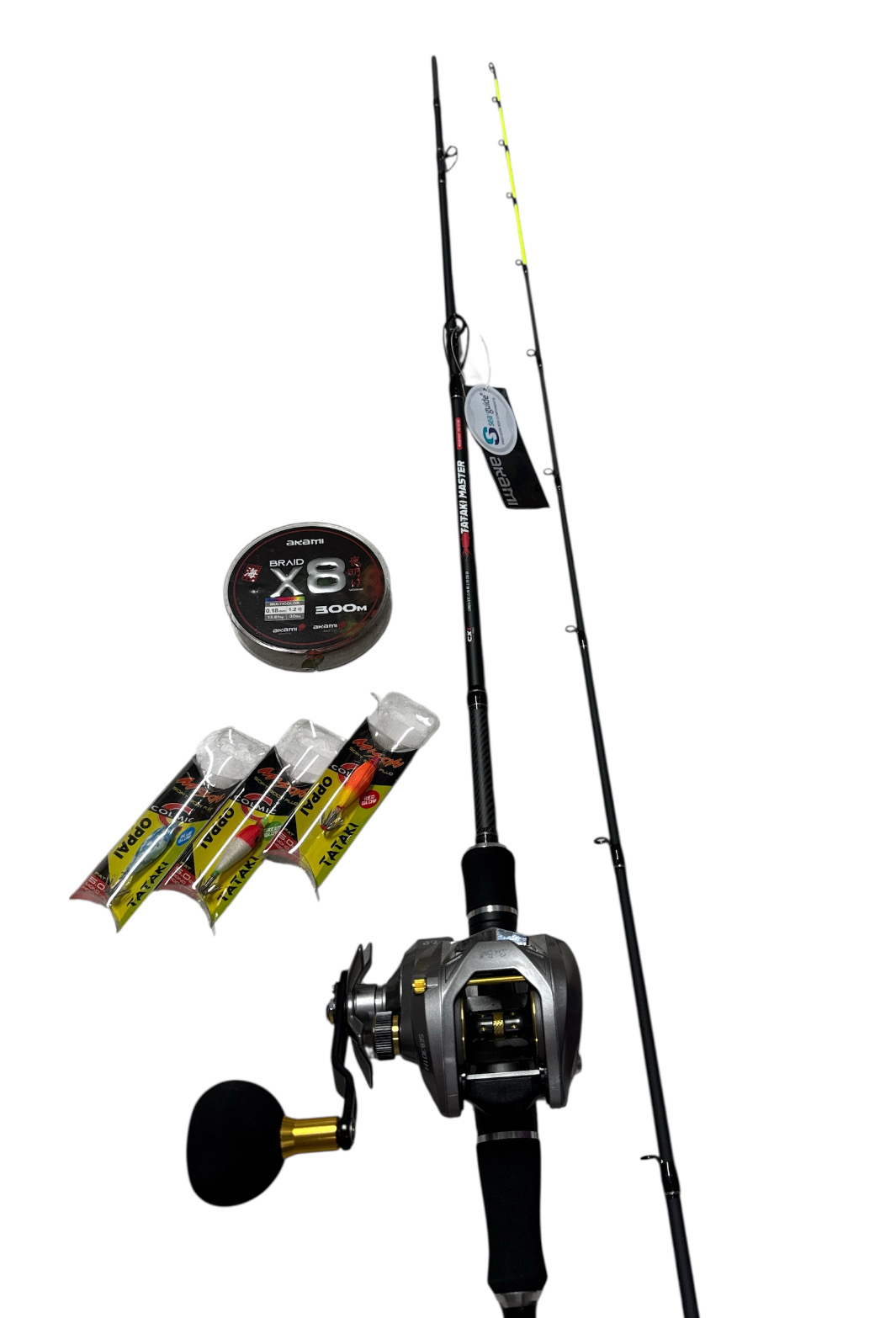 Combo Tataki 4: Akami Tataki Master Acid 2.40mt + Tica Seabull 301H + Akami Yoake X8 300mt 0.18mm + 3 Misaki Oppai