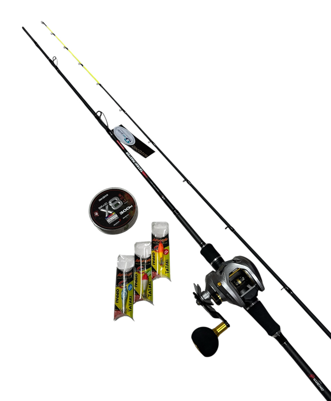 Combo Tataki 4: Akami Tataki Master Acid 2.40mt + Tica Seabull 301H + Akami Yoake X8 300mt 0.18mm + 3 Misaki Oppai